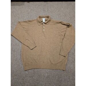 LL Bean Mens XL Lambswool Long Sleeve Polo Sweater Camel Tan 0YR59